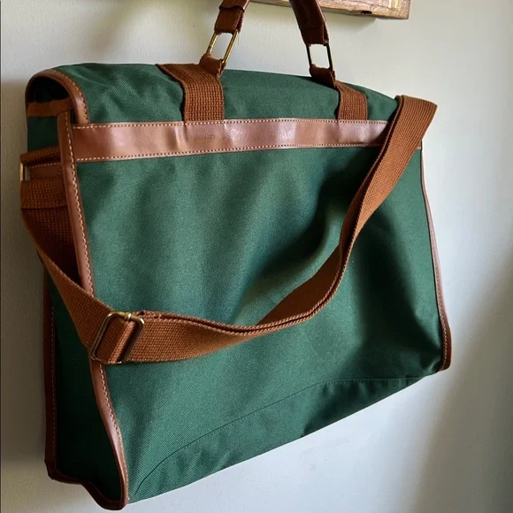 Vintage 90s Ralph Lauren Pony Logo Leather Trim Briefcase Messenger Bag - Picture 4 of 7